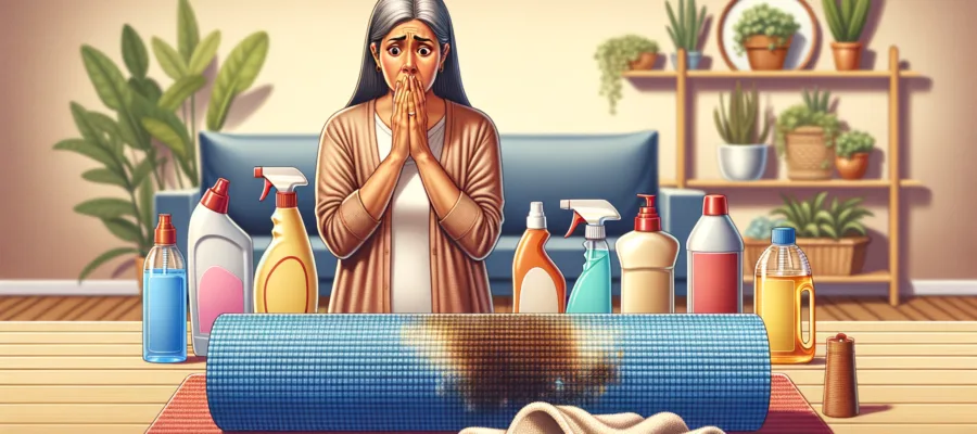 Was tun bei Verfaerbungen und Flecken auf der Yogamatte? Reinigungsloesungen